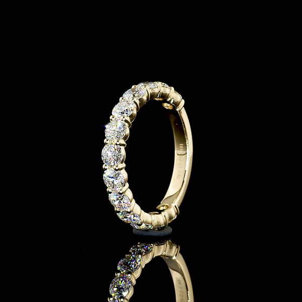 Lab-Grown 2.09 Carat Round E-VS Diamond 14K Yellow Gold 3/4 Band Eternity Band
