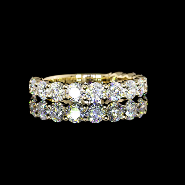 Lab-Grown 2.05 Carat Round E-VS Diamond 14K Yellow Gold 3/4 Band Eternity Band