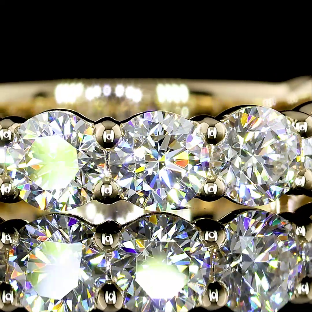Lab-Grown 2.1 Carat Round E-VS Diamond 14K Yellow Gold 3/4 Band Eternity Band