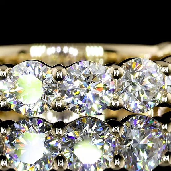 Lab-Grown 2.1 Carat Round E-VS Diamond 14K Yellow Gold 3/4 Band Eternity Band