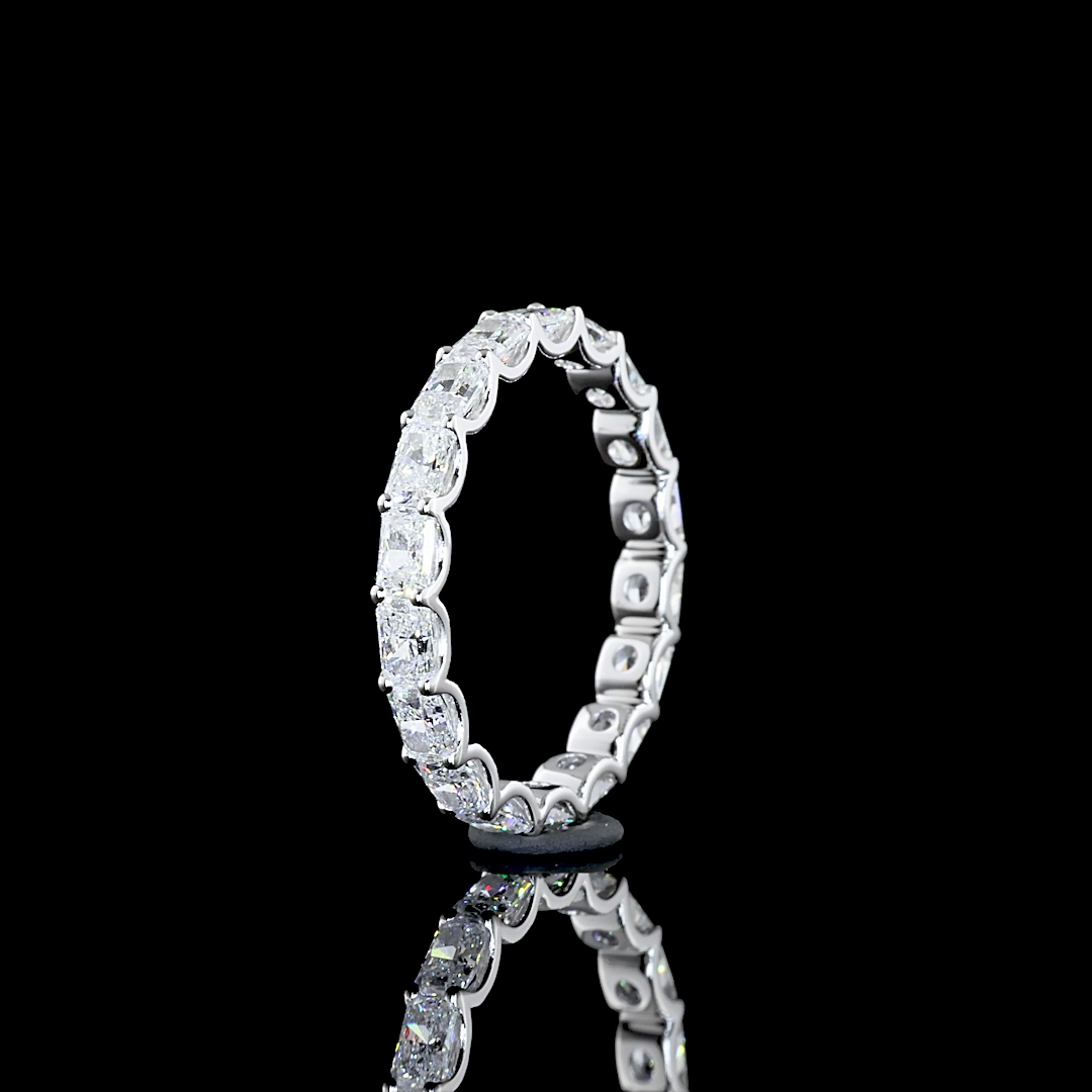 Lab-Grown 2.01 Carat Radiant F-VS2 Diamond 14K White Gold 3/4 Band Eternity Band
