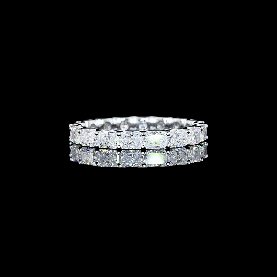 Lab-Grown 2.01 Carat Radiant F-VS2 Diamond 14K White Gold 3/4 Band Eternity Band