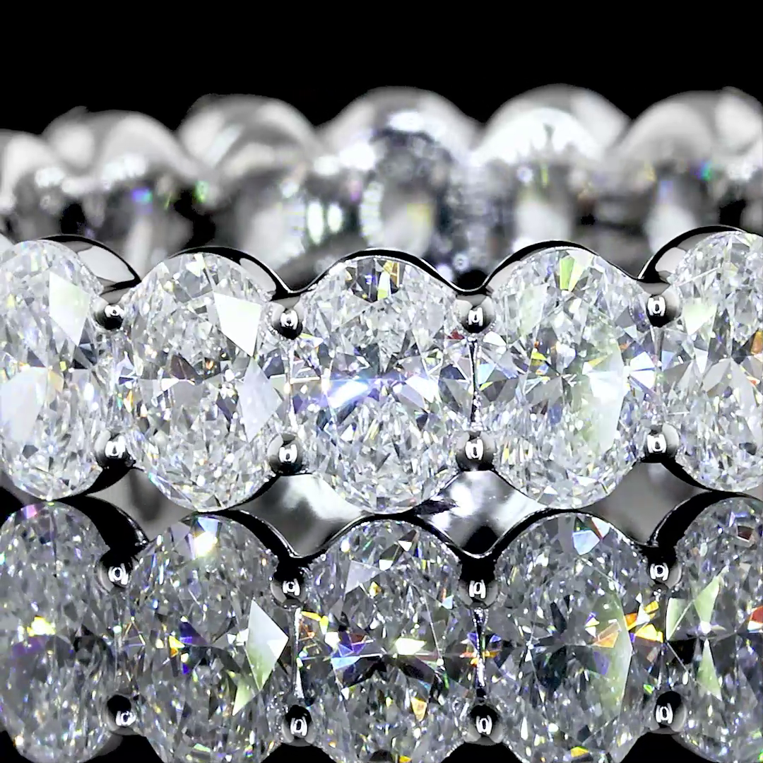 Lab-Grown 2.95 Carat Oval E-VS Diamond 14K White Gold Eternity Band