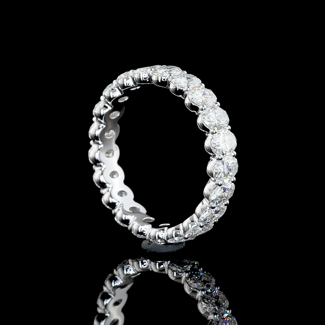 Lab-Grown 2.96 Carat Oval E-VS1 Diamond 14K White Gold Eternity Band Eternity Band