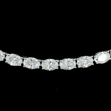 Lab-Grown 9.89 Carat Oval E-VS1 Diamond 14K White Gold Tennis Necklace