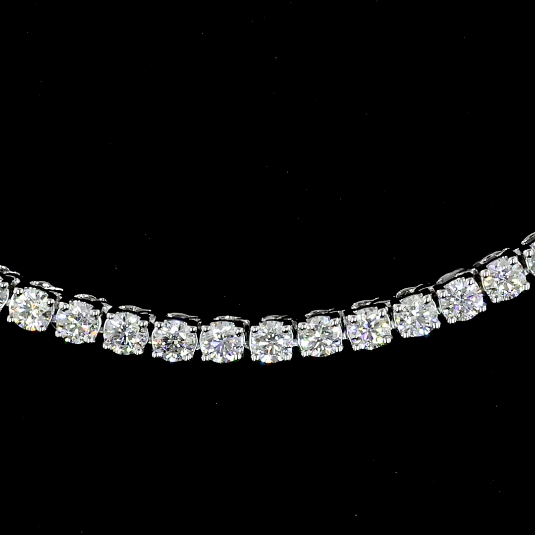 Lab-Grown 13.94 Carat Round E-VS Diamond 14K White Gold Tennis Necklace