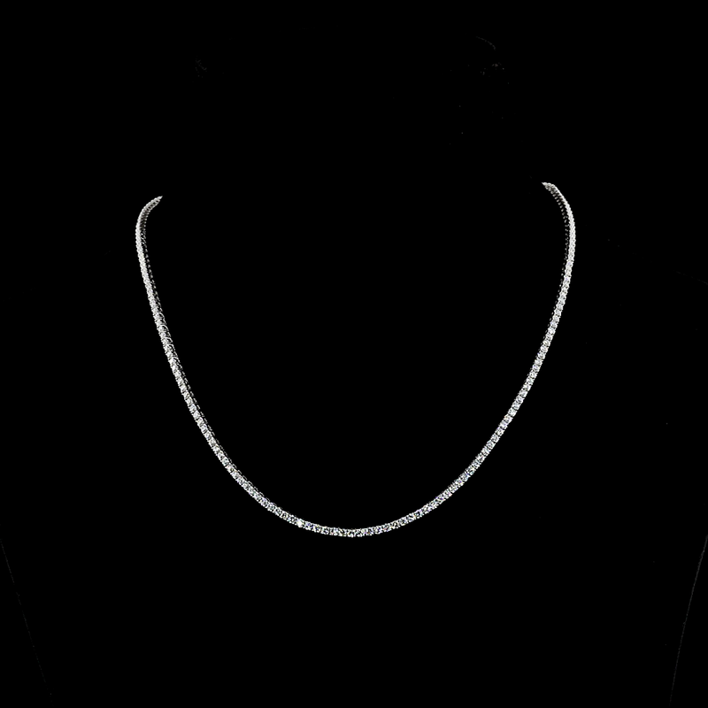 Lab-Grown 5.23 Carat Round E-VS Diamond 14K White Gold Tennis Necklace