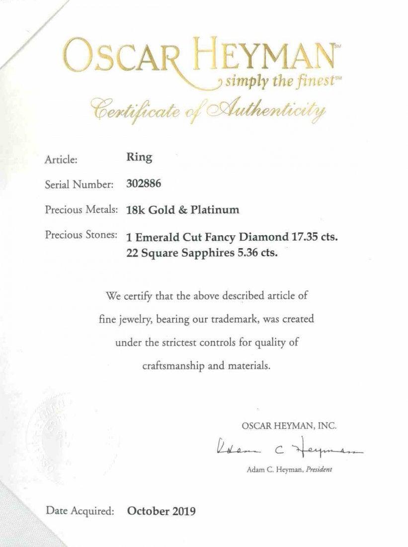 Oscar Heyman 17.35 Carat Emerald Cut Flyb-SI1 Diamond 18K WG Cocktail Ring