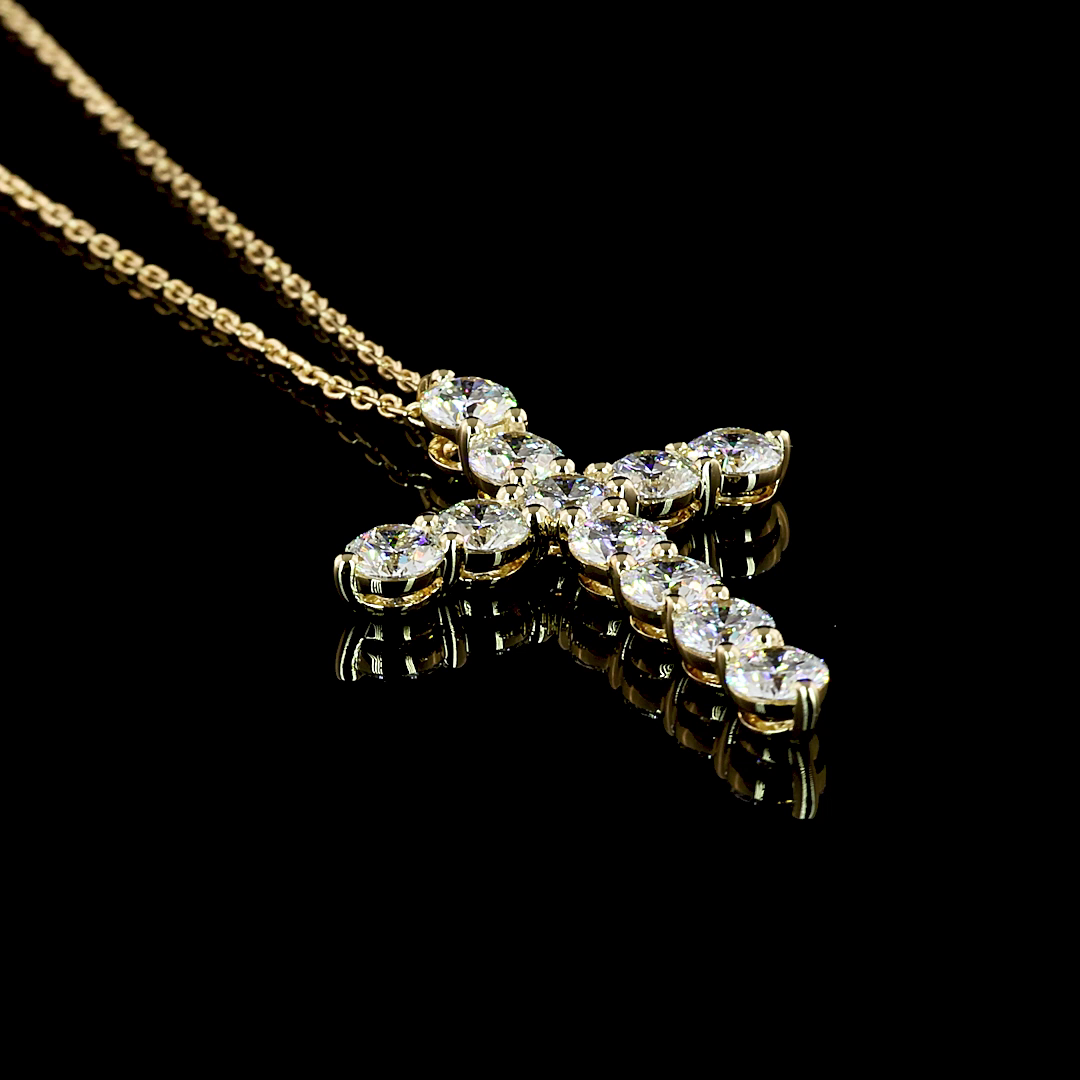 Lab-Grown 1.92 Carat Round E-VS Diamond 14K Yellow Gold Symbol Pendant