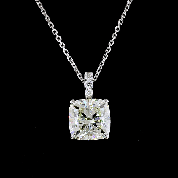 Lab-Grown 2.83 Carat Cushion Brilliant J-VS1 Diamond 14K White Gold Pendant Pend