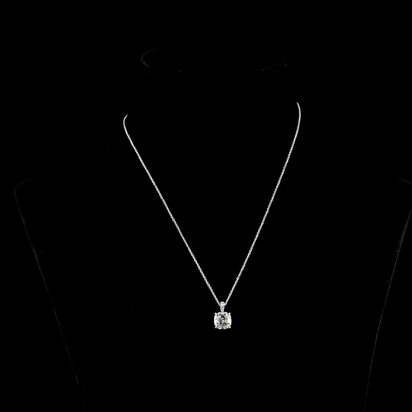 Lab-Grown 3.1 Carat Cushion Brilliant K-VS1 Diamond 14K White Gold Pendant Penda