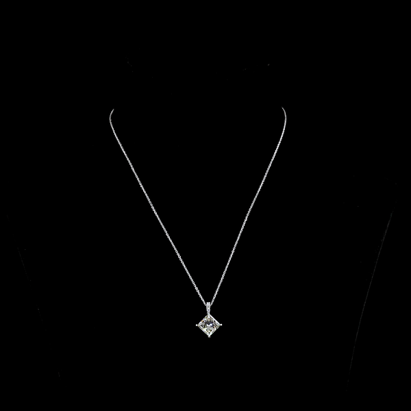 Lab-Grown 3.83 Carat Princess J-VS1 Diamond 14K White Gold Pendant Pendant