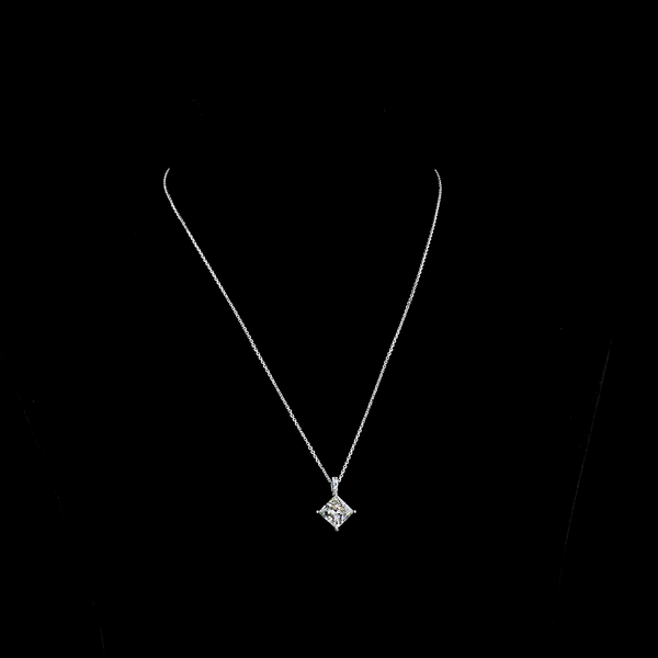 Lab-Grown 3.13 Carat Princess J-VVS2 Diamond 14K White Gold Pendant Pendant