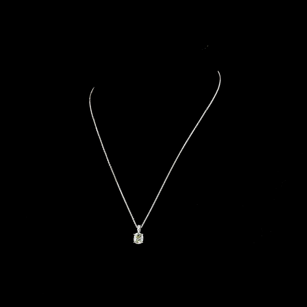 Lab-Grown 1.57 Carat Antique Cushion J-VS1 Diamond 14K White Gold Pendant Pendan