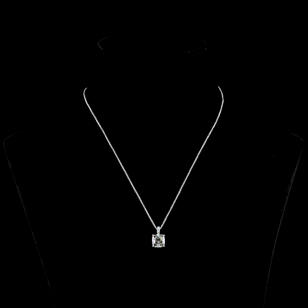 Lab-Grown 3.4 Carat Cushion Modified J-VS1 Diamond 14K White Gold Pendant Pendan