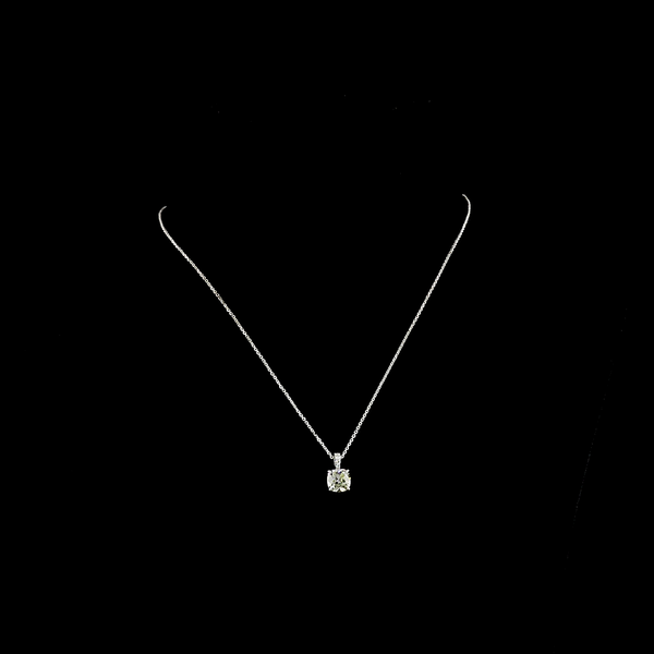 Lab-Grown 2.1 Carat Square Antique Cushion J-VS2 Diamond 14K White Gold Pendant 