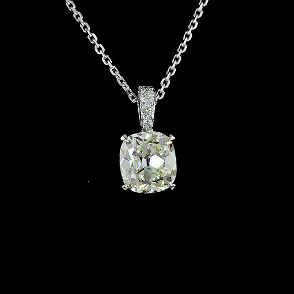 Lab-Grown 1.65 Carat Square Antique Cushion J-VS1 Diamond 14K White Gold Pendant