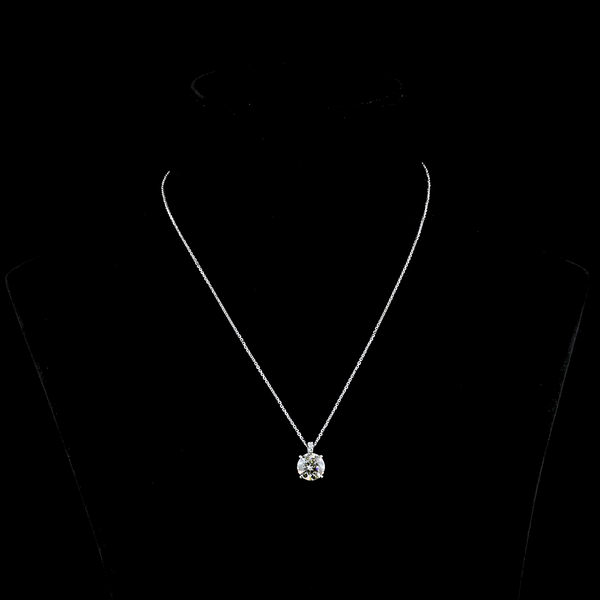 Lab-Grown 2.94 Carat Round J-VS1 Diamond 14K White Gold Pendant Pendant