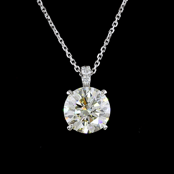 Lab-Grown 2.94 Carat Round J-VS1 Diamond 14K White Gold Pendant Pendant