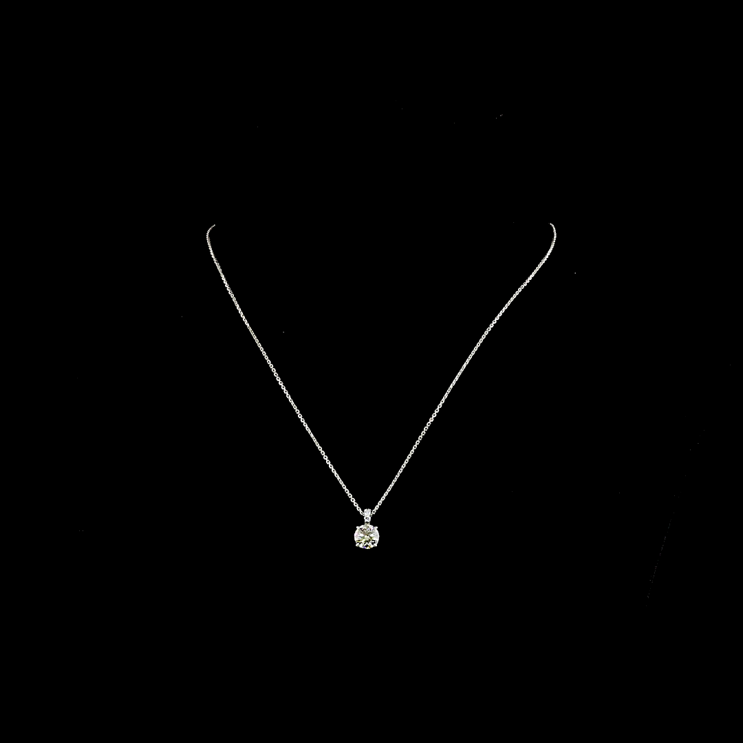 Lab-Grown 1.34 Carat Round J-VVS2 Diamond 14K White Gold Pendant Pendant