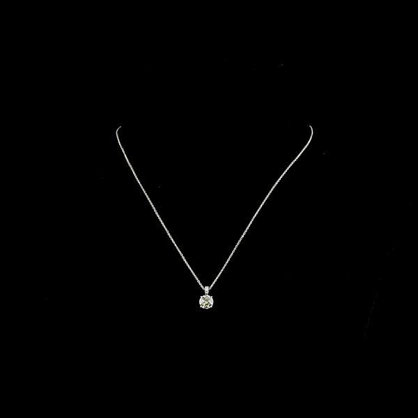 Lab-Grown 1.34 Carat Round J-VVS2 Diamond 14K White Gold Pendant Pendant