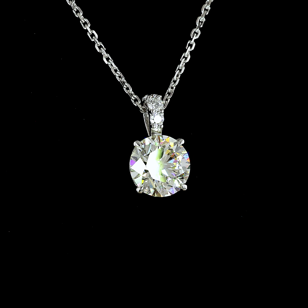 Lab-Grown 1.34 Carat Round J-VVS2 Diamond 14K White Gold Pendant Pendant