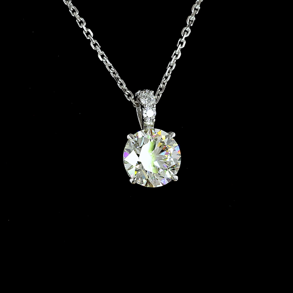 Lab-Grown 1.34 Carat Round J-VVS2 Diamond 14K White Gold Pendant Pendant