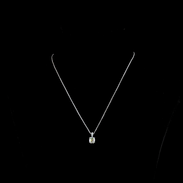 Lab-Grown 1.59 Carat Antique Cushion J-VS1 Diamond 14K White Gold Pendant Pendan