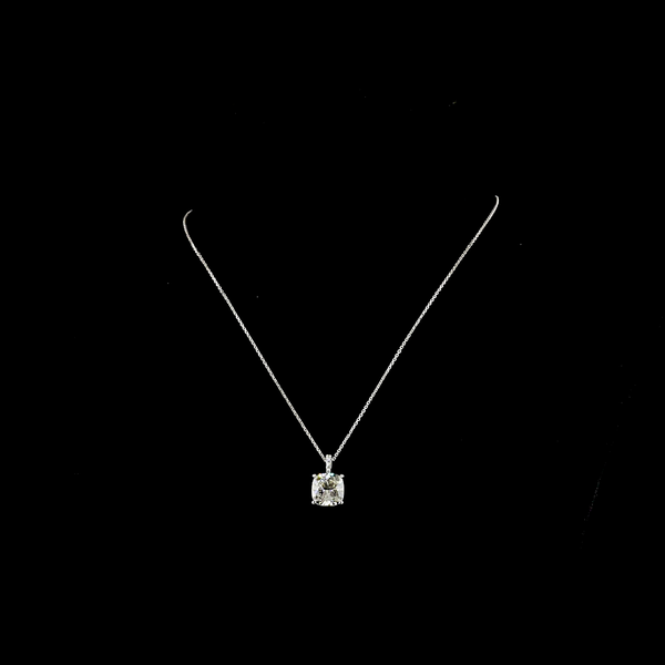 Lab-Grown 5.18 Carat Cushion Modified J-VS1 Diamond 14K White Gold Pendant Penda