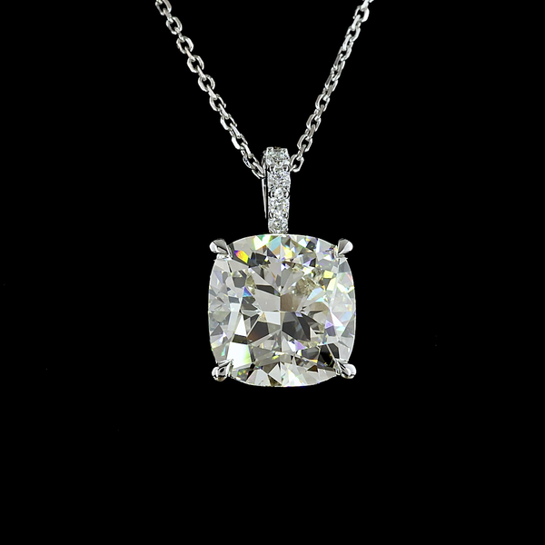 Lab-Grown 5.18 Carat Cushion Modified J-VS1 Diamond 14K White Gold Pendant Penda