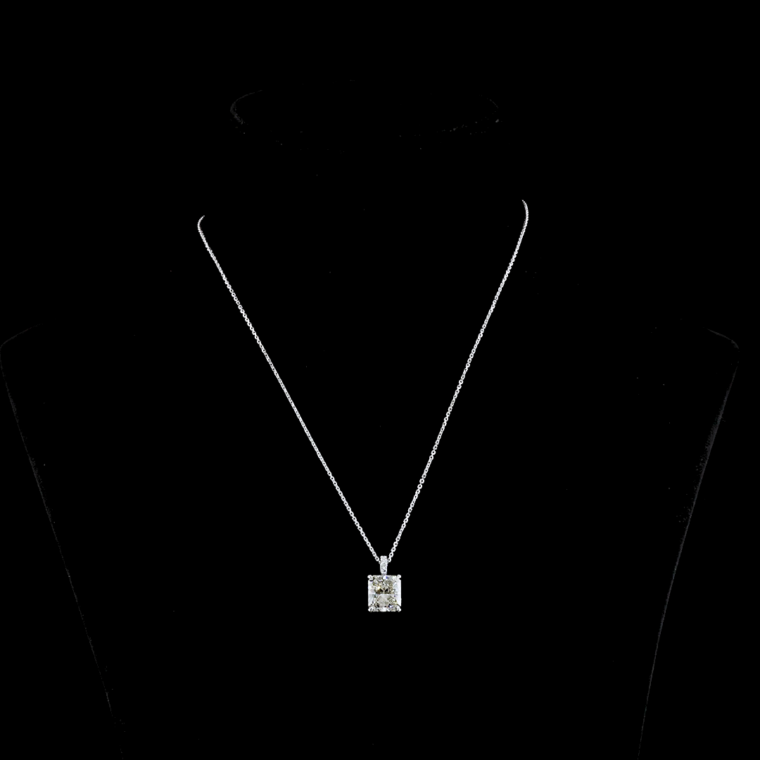 Lab-Grown 4.1 Carat Radiant J-VS2 Diamond 14K White Gold Pendant Pendant