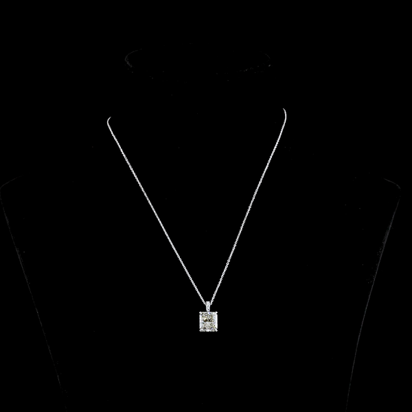 Lab-Grown 4.1 Carat Radiant J-VS2 Diamond 14K White Gold Pendant Pendant
