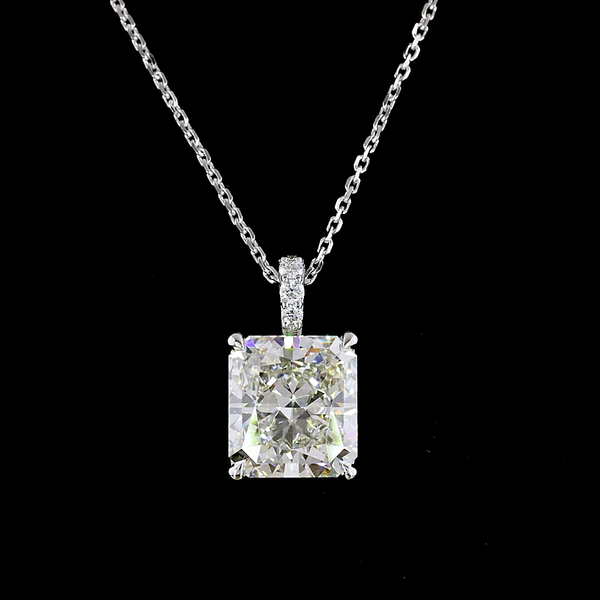 Lab-Grown 4.1 Carat Radiant J-VS2 Diamond 14K White Gold Pendant Pendant
