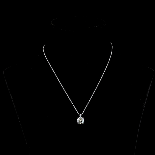 Lab-Grown 2.77 Carat Round K-VS1 Diamond 14K White Gold Pendant Pendant
