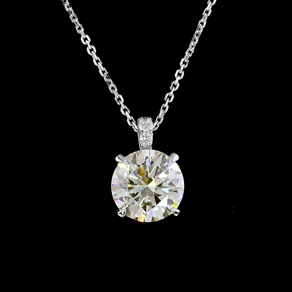 Lab-Grown 2.77 Carat Round K-VS1 Diamond 14K White Gold Pendant Pendant