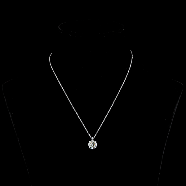 Lab-Grown 3.15 Carat Round J-VS1 Diamond 14K White Gold Pendant Pendant