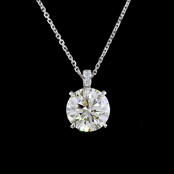 Lab-Grown 3.15 Carat Round J-VS1 Diamond 14K White Gold Pendant Pendant
