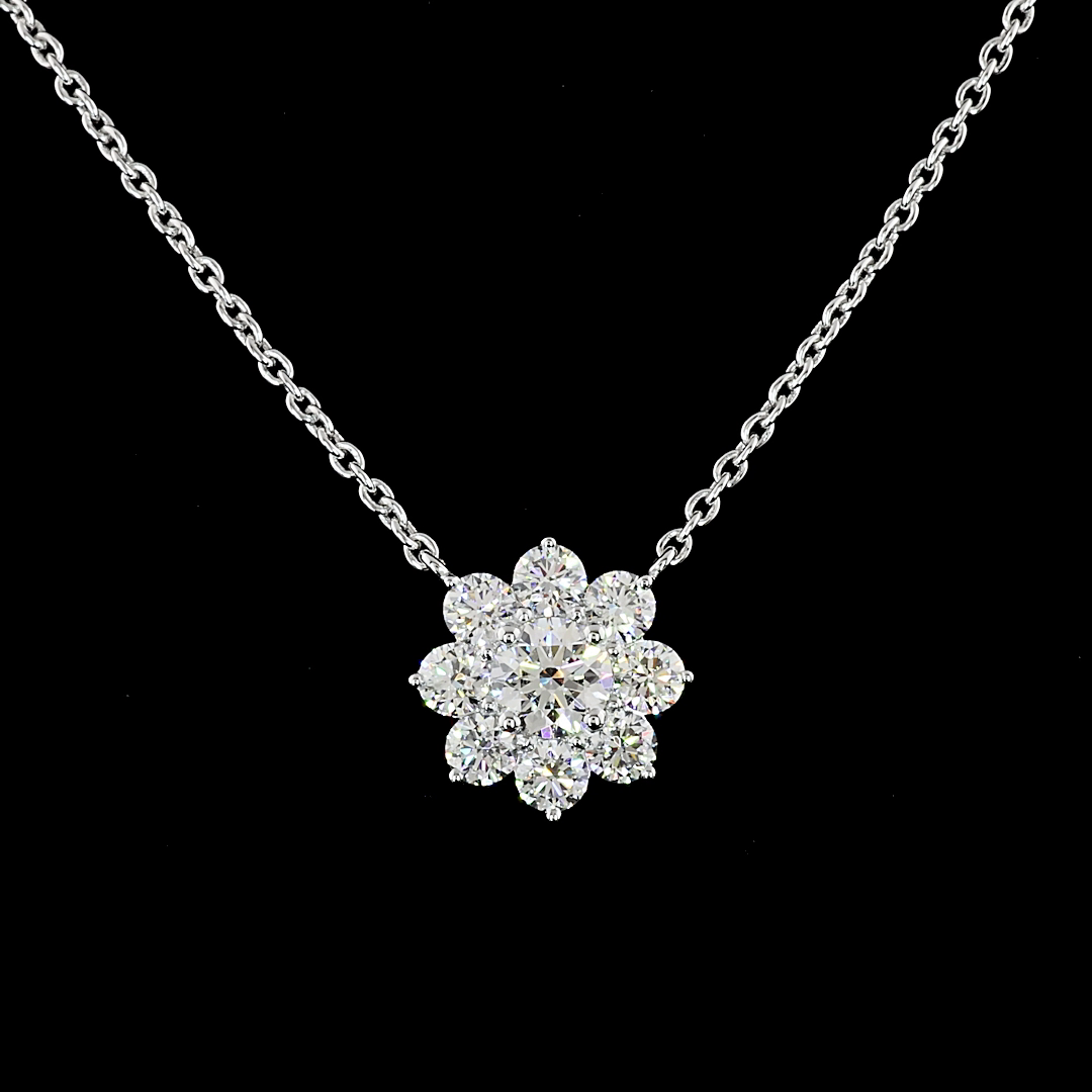 Lab-Grown 1.16 Carat Round E-VS1 Diamond 14K White Gold Pendant Pendant