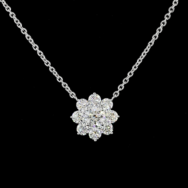Lab-Grown 1.16 Carat Round E-VS1 Diamond 14K White Gold Pendant Pendant