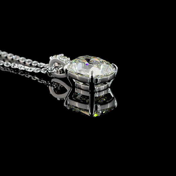Lab-Grown 2.1 Carat Antique Cushion I-VS1 Diamond 14K White Gold Pendant Pendant