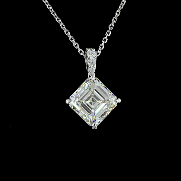 Lab-Grown 2.87 Carat Asscher I-VS1 Diamond 14K White Gold Pendant Pendant