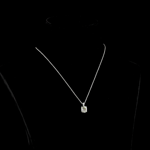 Lab-Grown 2.98 Carat Cushion Brilliant I-VS2 Diamond 14K White Gold Pendant Pend