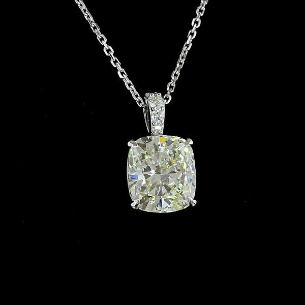 Lab-Grown 2.98 Carat Cushion Brilliant I-VS2 Diamond 14K White Gold Pendant Pend