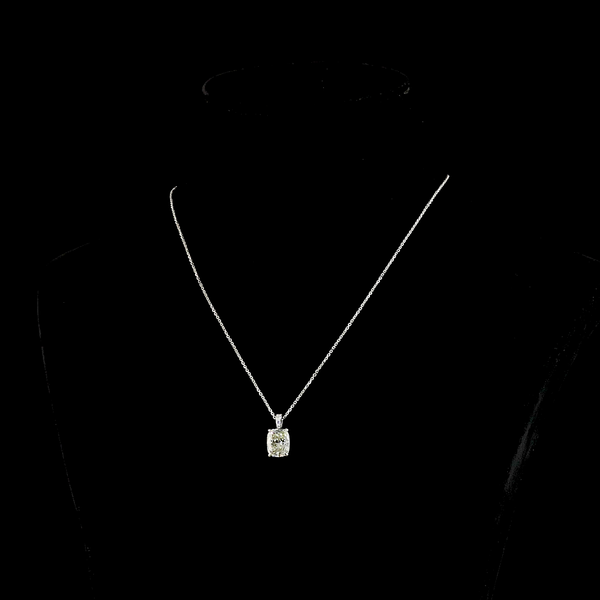 Lab-Grown 3.19 Carat Cushion Brilliant I-VS2 Diamond 14K White Gold Pendant Pend