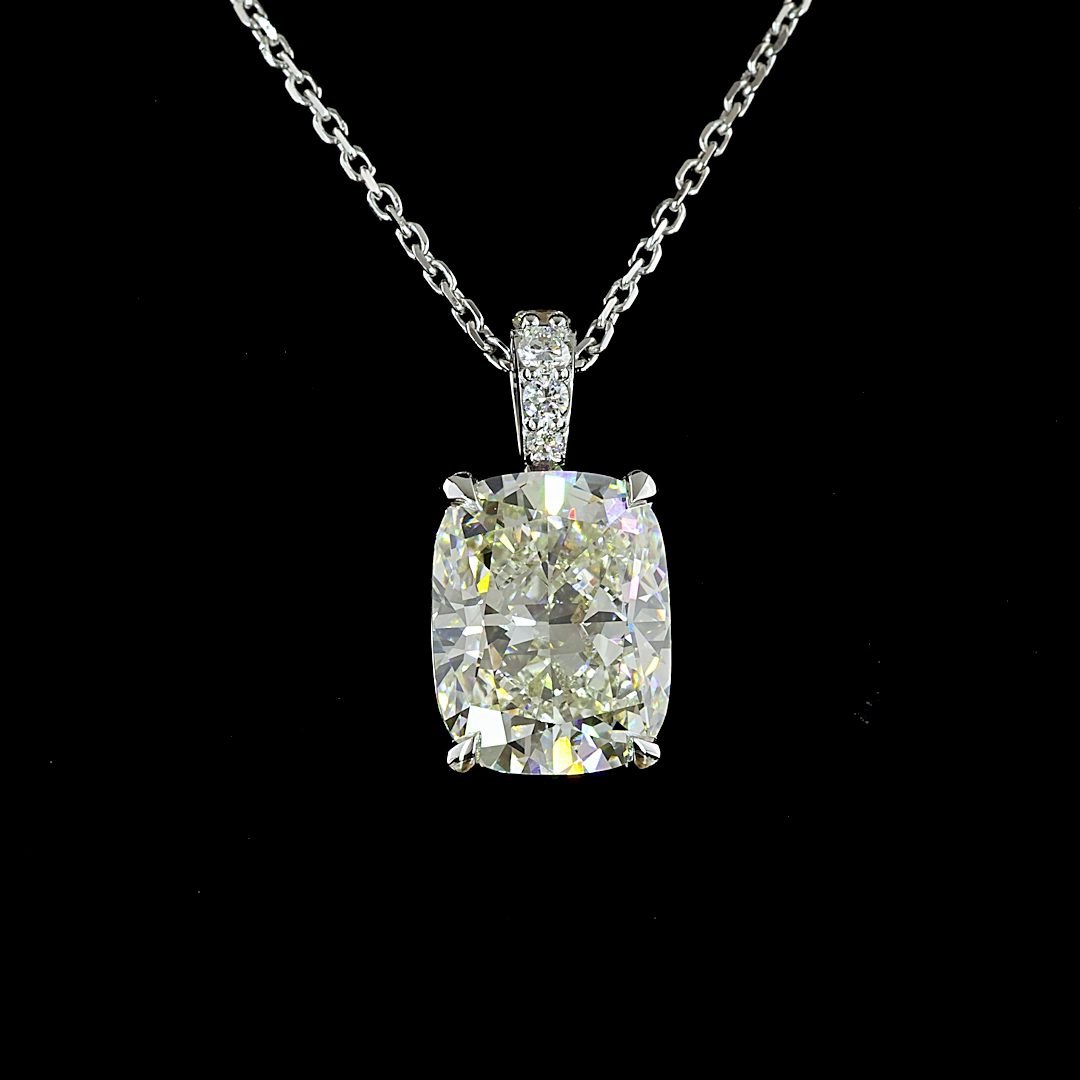 Lab-Grown 3.19 Carat Cushion Brilliant I-VS2 Diamond 14K White Gold Pendant Pend
