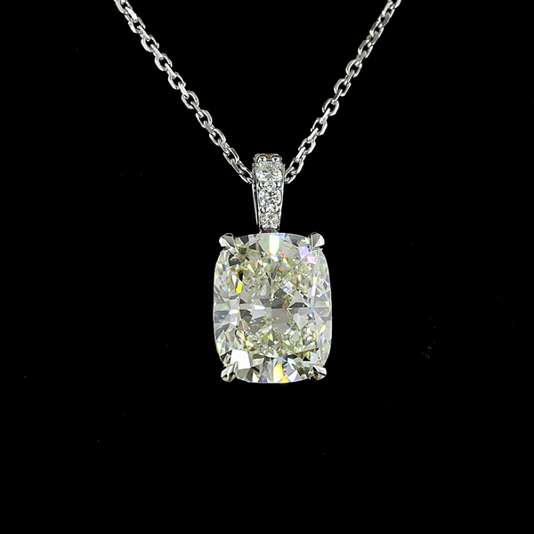 Lab-Grown 3.19 Carat Cushion Brilliant I-VS2 Diamond 14K White Gold Pendant Pend