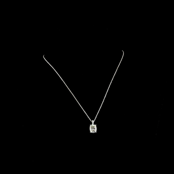Lab-Grown 3.27 Carat Cushion Brilliant I-VS2 Diamond 14K White Gold Pendant Pend