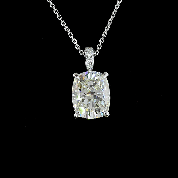 Lab-Grown 3.59 Carat Cushion Brilliant I-VS2 Diamond 14K White Gold Pendant Pend