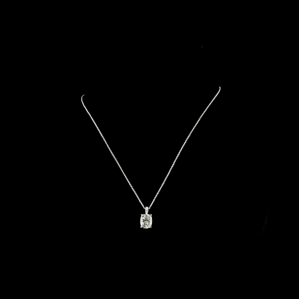 Lab-Grown 3.49 Carat Cushion Brilliant I-SI1 Diamond 14K White Gold Pendant Pend