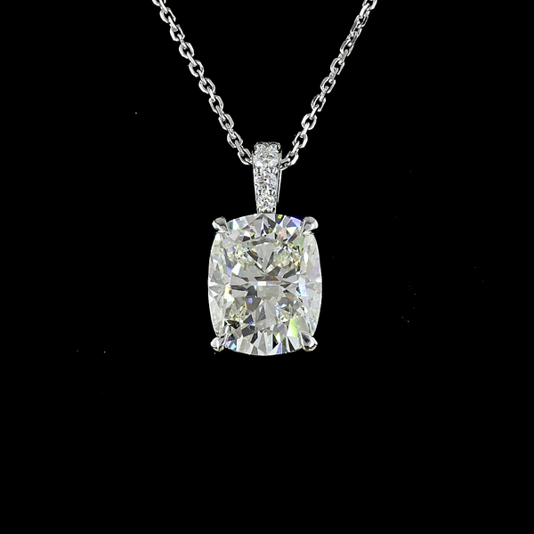 Lab-Grown 3.49 Carat Cushion Brilliant I-SI1 Diamond 14K White Gold Pendant Pend